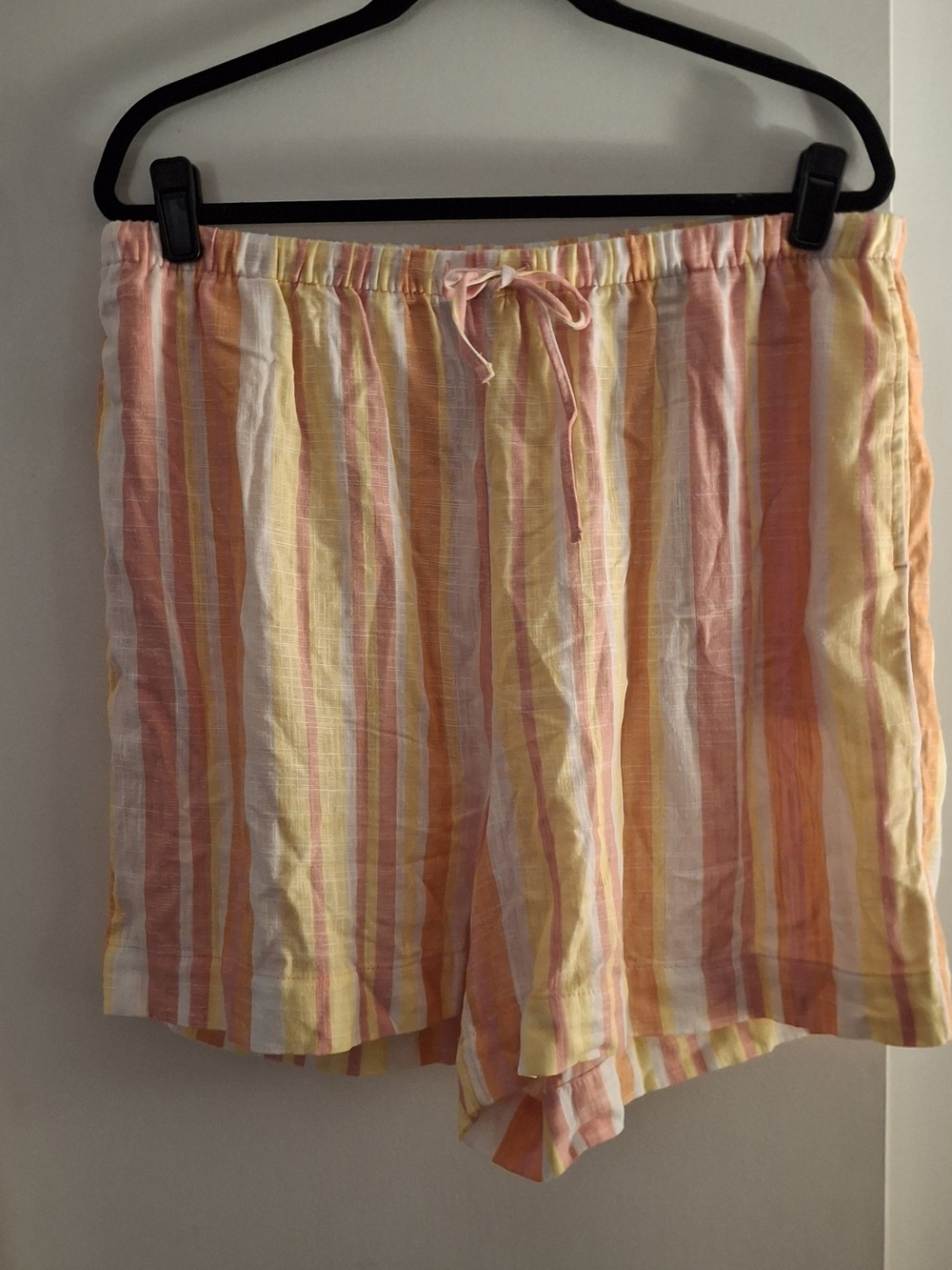 Wonderly Women's Pastel Striped Linen Shorts - Pink, Yellow, Cream